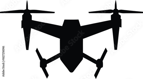 Flat silhouette of a tiltrotor aircraft in air isolated on transparent background