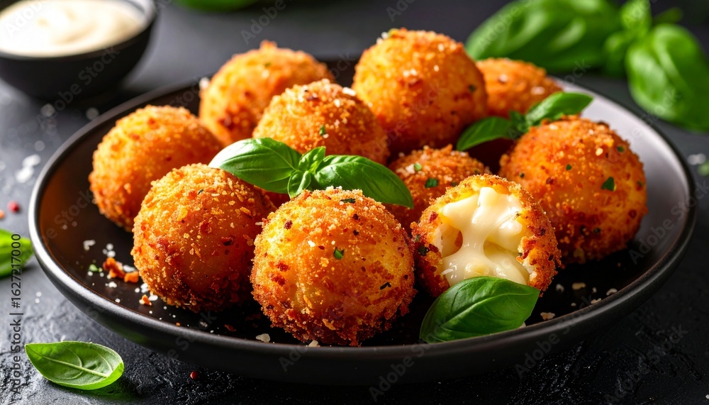 Traditional Italian Arancini With Cheese And Basil Traditional Italian Arancini With Cheese And Basil