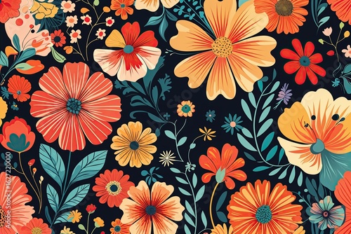 Vibrant Floral Vector Art Collection Curvy Abstract Bloom Designs Inspired by Chic Retro 60s and 70s Aesthetics