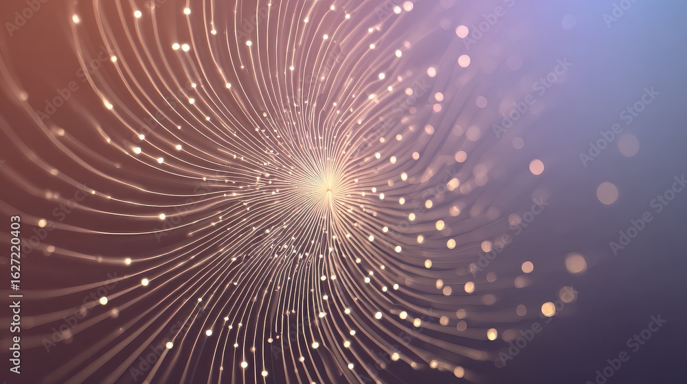 Fototapeta premium Glowing network with light streaks, data streams, and connection points