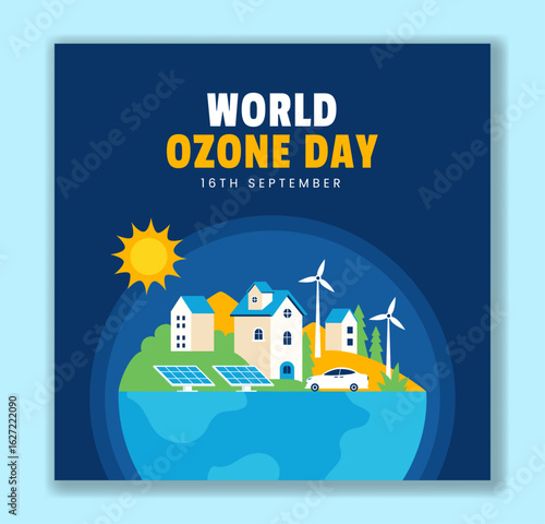 Vector Illustration for World Ozone Day with Hand Drawn Elements and Cartoon Background