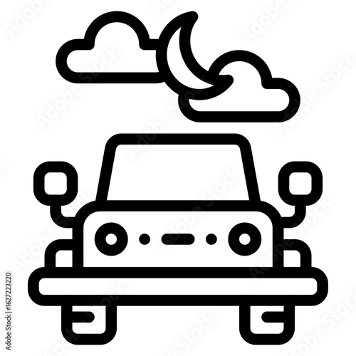 jeep night outline icon and illustration