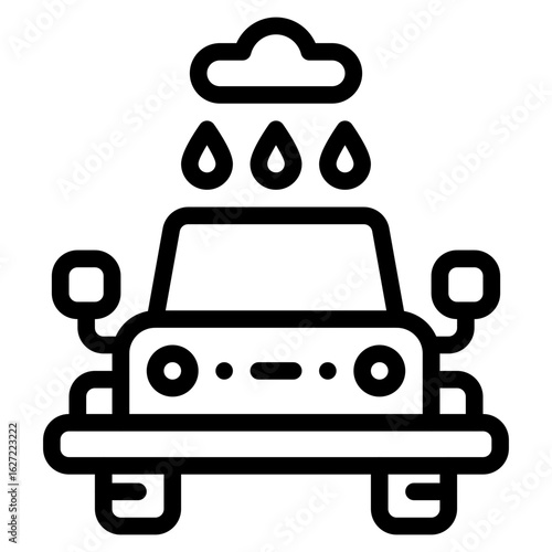 jeep rain outline icon and illustration