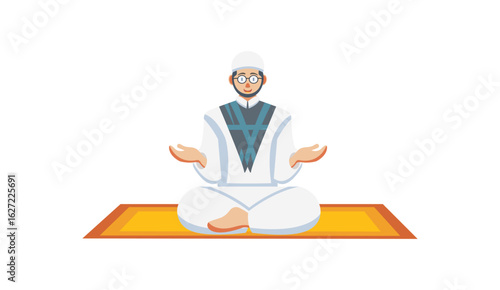 Vector illustration of a man praying in a sitting position