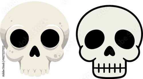 scary skulls with crossbones on white background