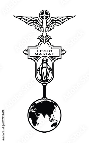 Vexillum Legio Mariae Symbol Badge Logo Concept, Legion of Mary Logo Symbol World Vector Illustration