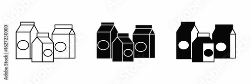 Black milk box line. Milk box illustration. Isolated vector element. Vector icon.