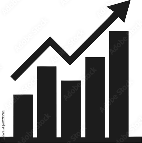 Growth vector icon. Graph or diagram with arrow going up and down. Vector