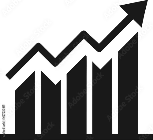 Growth vector icon. Graph or diagram with arrow going up and down. Vector
