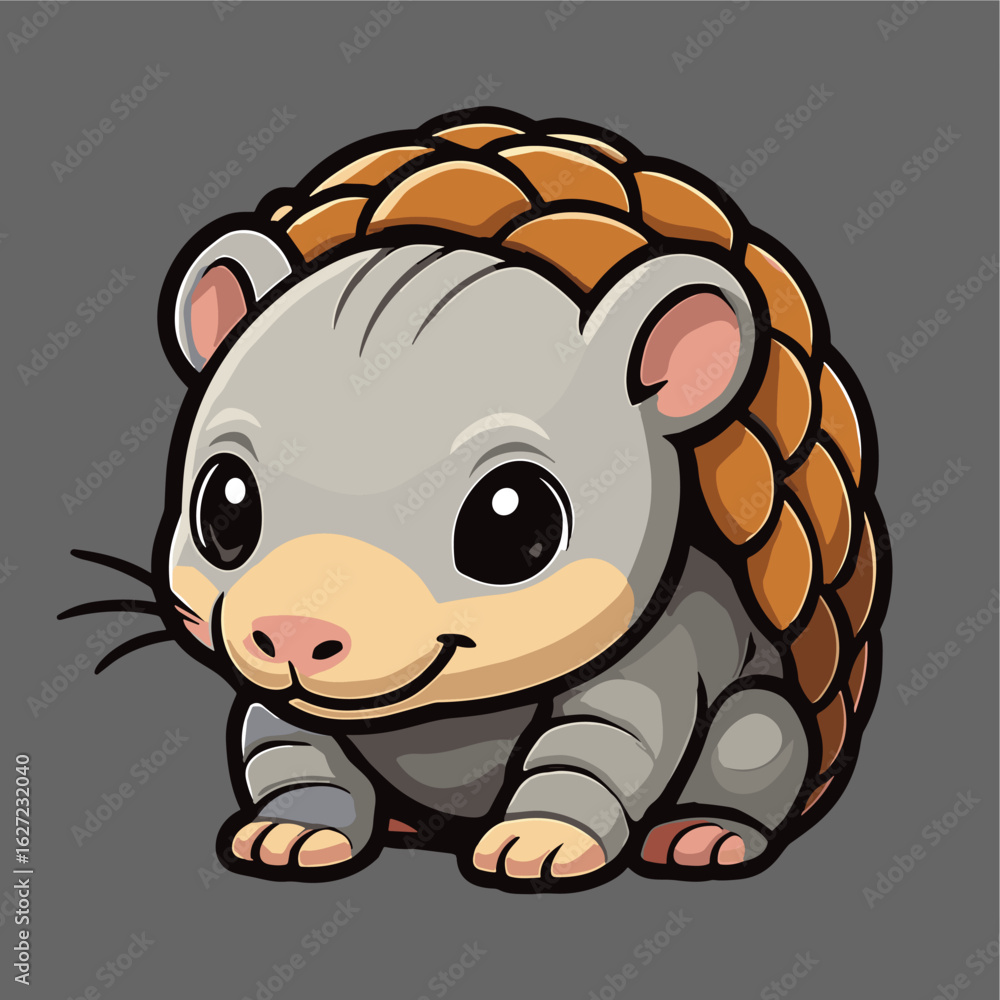 Naklejka premium Cartoon pangolin mascot with large cute eyes