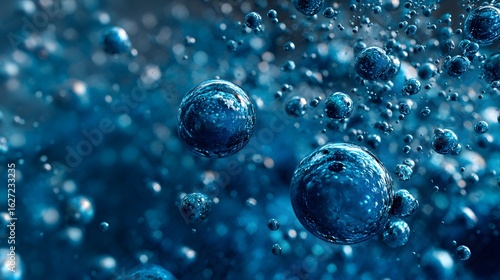 Wallpaper Mural Clean science-based background with blue water and air bubbles Torontodigital.ca