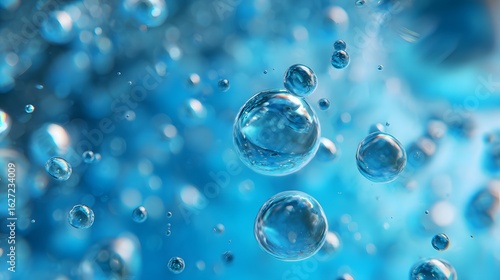 Wallpaper Mural Water purity concept with floating bubbles in luminous blue liquid Torontodigital.ca