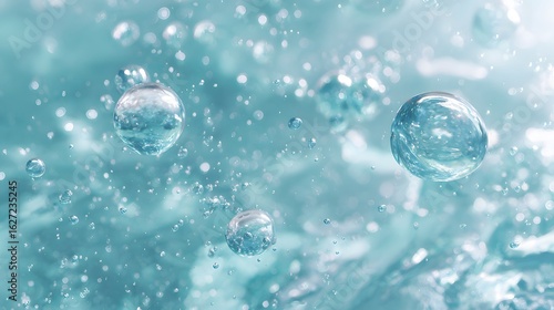 Wallpaper Mural Dreamy water bubble background in light aqua-blue liquid, hygiene effect Torontodigital.ca