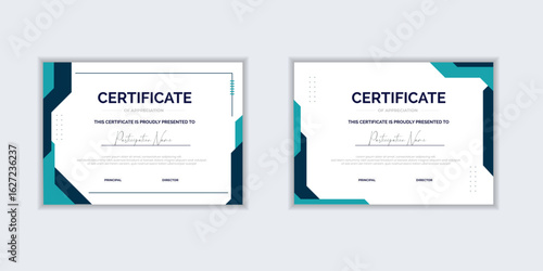 Flat design modern certificate template for corporate or awards. For creative award, business, and education needs