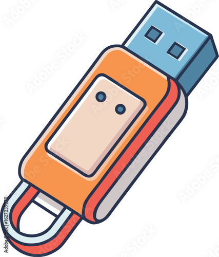 Usb flash drive icon with connector