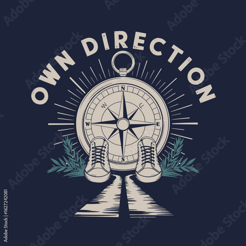 Embrace your journey and find your own direction with this inspiring compass design featuring a path forward and a sense of adventure