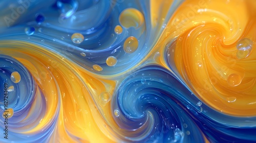 Abstract swirls of luminous light energy in ultramarine and amber, clean and modern, no text