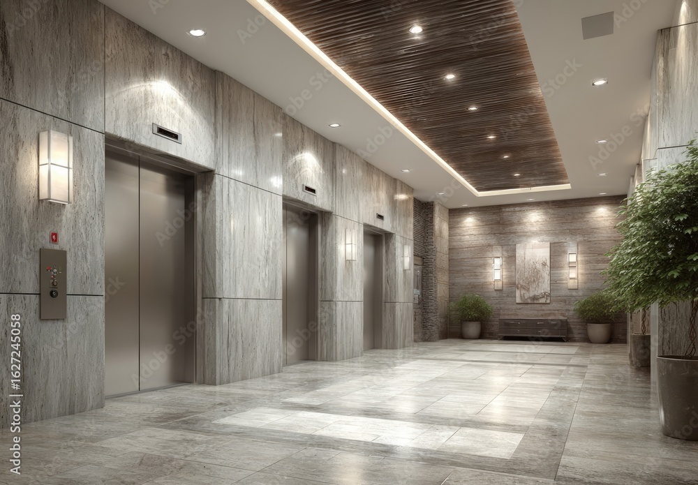 Obraz premium Modern elevator lobby, light and airy