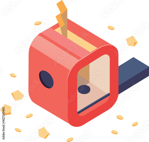 Pencil sharpener with colorful shavings illustration
