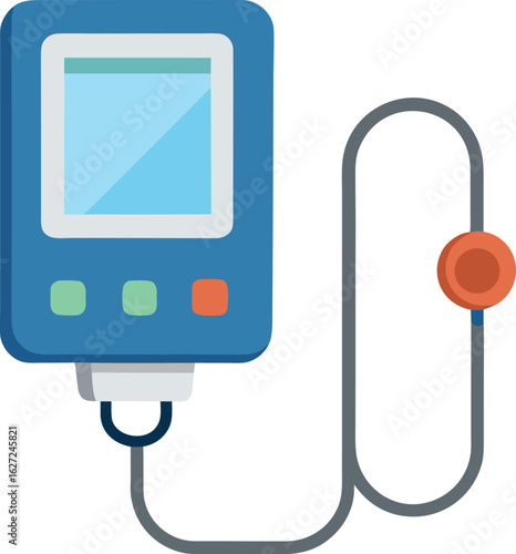 Medical blood pressure monitor device with digital screen and cuff