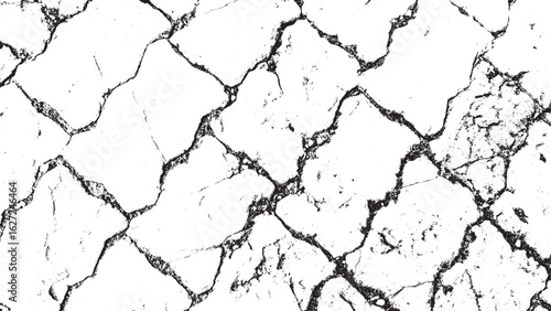Abstract Monochrome Cracked Pavement Grunge Texture Overlay
