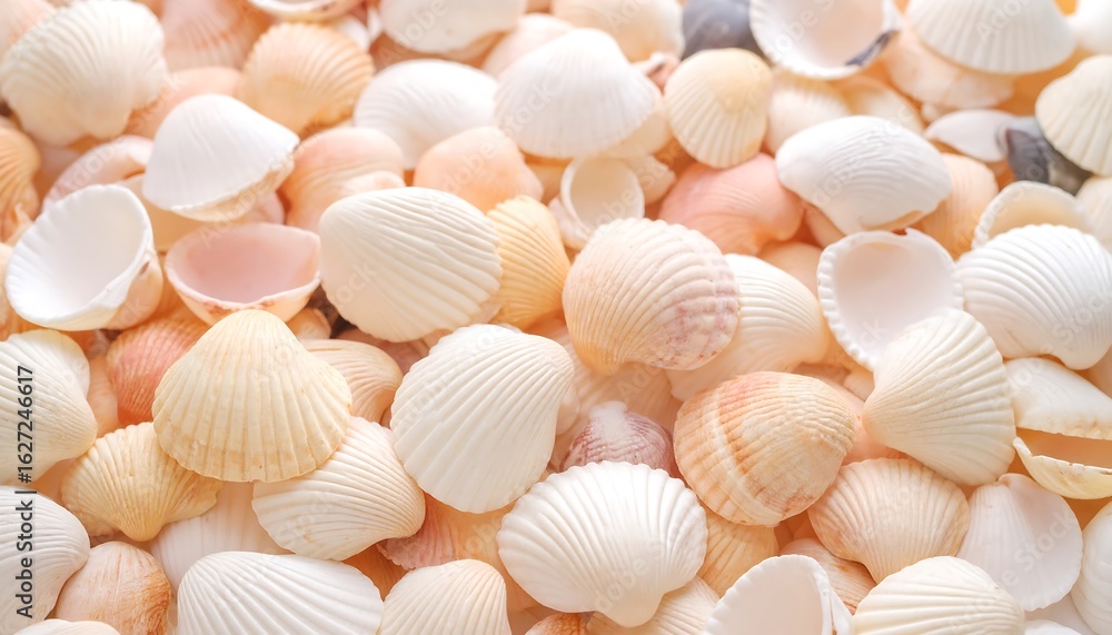 Delicate Seashells A Natural Texture with Pastel Hues for Beach, Summer, and Design. Delicate Seashells A Natural Texture with Pastel Hues for Beach, Summer, and Design.