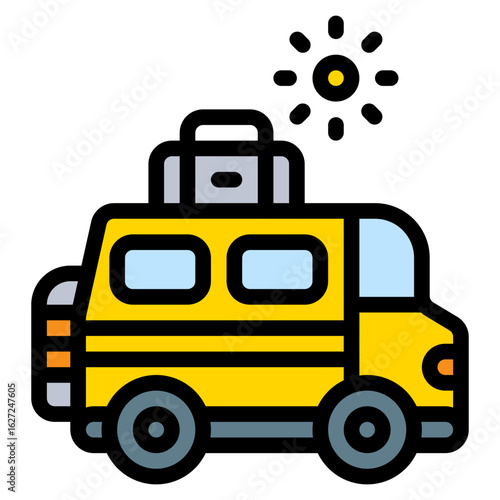 adventure sunny colored filled icon and illustration