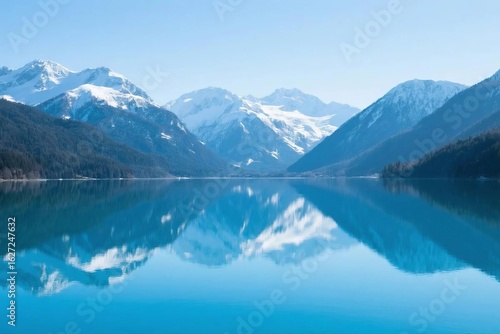 Wallpaper Mural Clear Blue Alpine Lake with Snow Capped Mountains and Reflection Torontodigital.ca