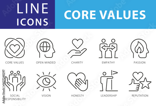Line Icons Business People, Result, Search, Saving, Workgroup, Strategy