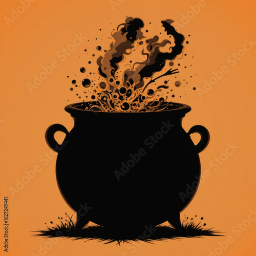 Halloween themed witch's cauldron vector illustration 