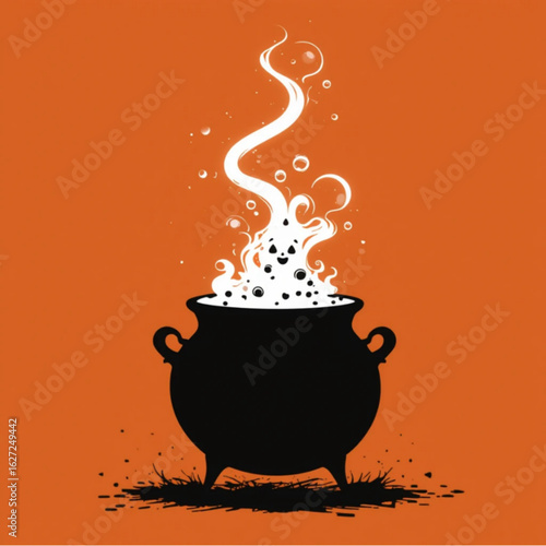 Halloween themed witch's cauldron vector illustration 