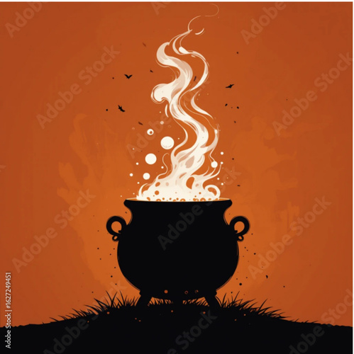 Halloween themed witch's cauldron vector illustration 