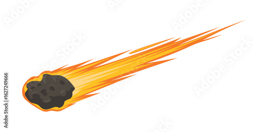 Meteor, cartoon style meteorite, burning, flame meteorite