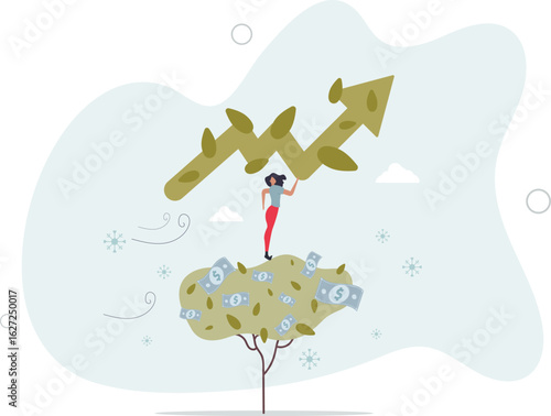 Economic growth in adverse conditions with profit success. Challenging time with money development and successful trading .human life.