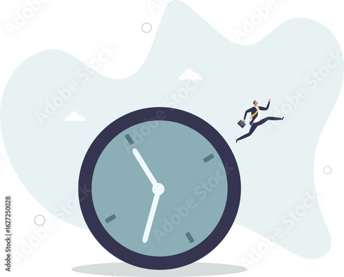 Time run out, deadline or hurry to go to the office late, urgency or determination to finish work fast,human life.