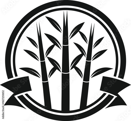 bamboo stems silhouette badge