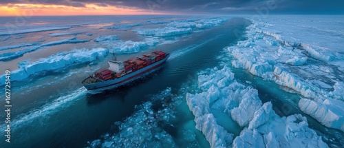 Cargo ship navigating icy waters (1)
