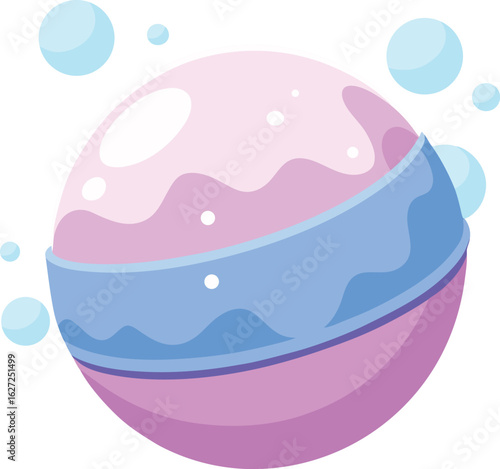 Bath bomb fizzing with pastel colors