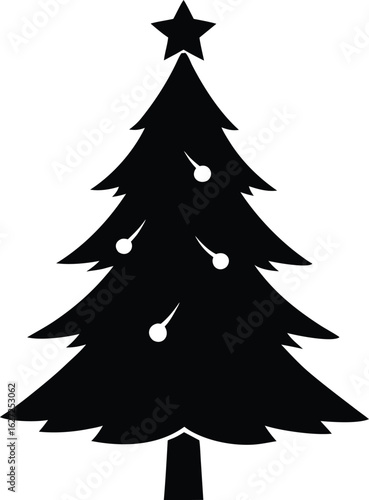 christmas tree black silhouette vector