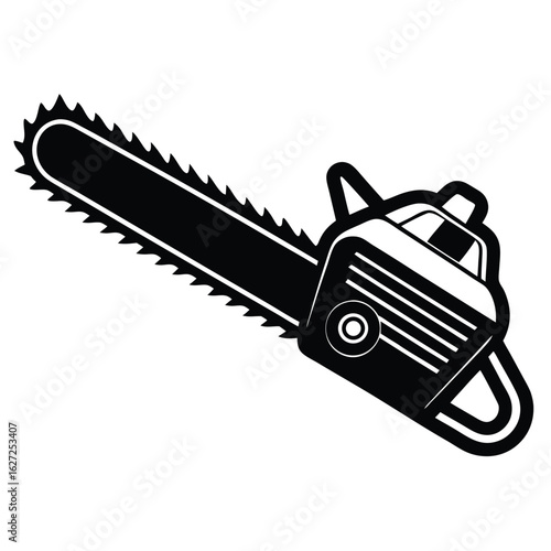Black chainsaw silhouette tool cutting