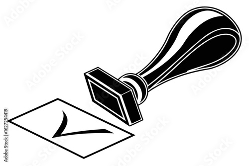 Check mark stamp icon vector illustration for approval confirmation and validation symbol graphic design