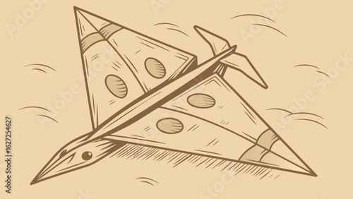 Explore the sky with this vintage paper airplane drawing for creative projects and nostalgic designs today