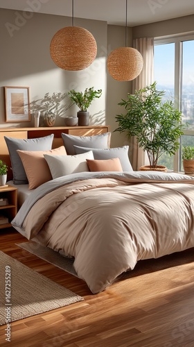Beige bedroom interior