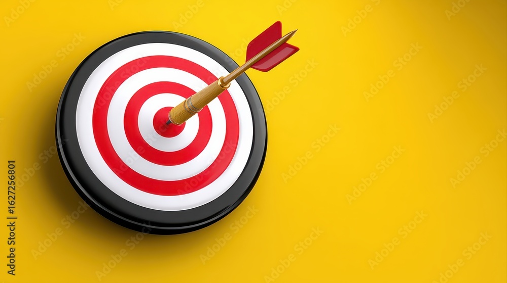 Target with an arrow on a vibrant yellow background. Target with an arrow on a vibrant yellow background.