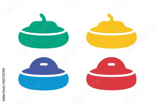 set of Curling stone vector silhouette illustration isolated on white background