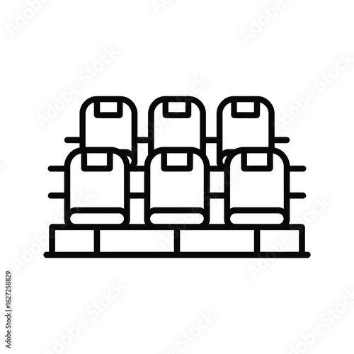 Simple line art icon of stadium seats in a row for sports and events