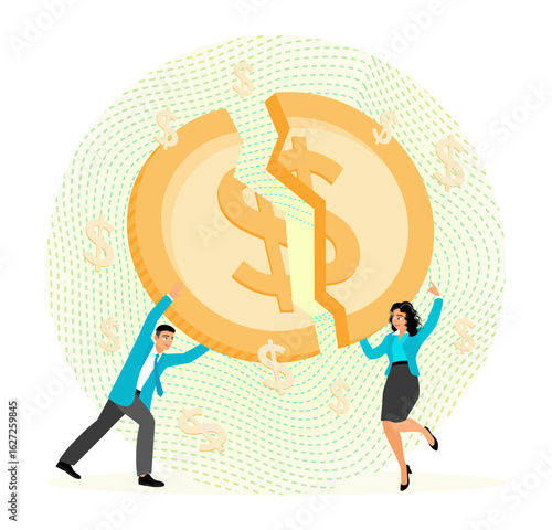 Business Concept. Teamwork Involved in Constructing Puzzles from Money.