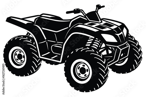 Black and White A Bold, Stylized Depiction of an AllTerrain Vehicle (ATV)