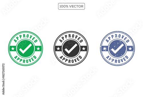Approved ink rubber stamp green seal symbol sign valid isolated on transparent background confirm accepted recieved circle rectangle