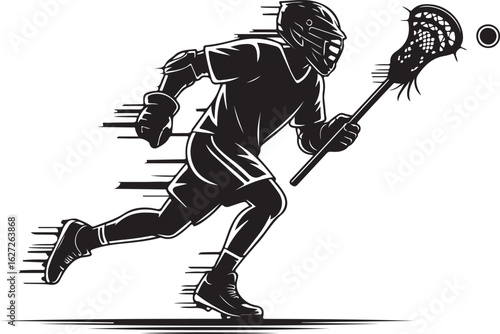 Lacrosse Player Silhouette with Stick Vector